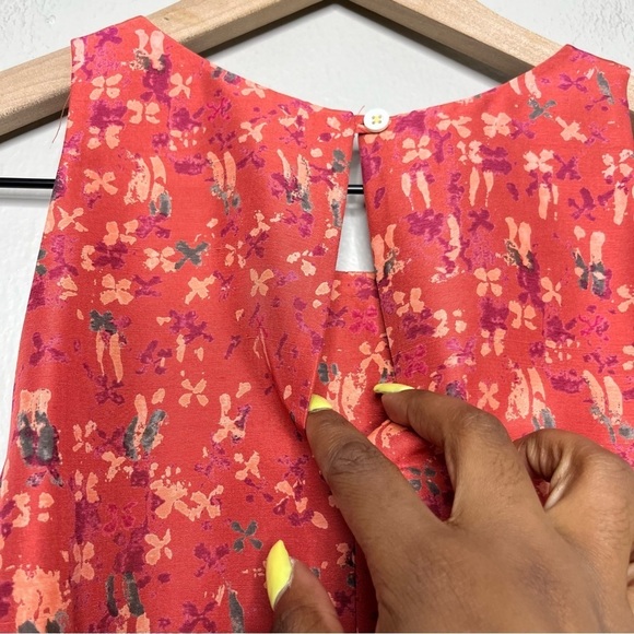 Sigrid Olsen Women 100% SILK Dress 10 Pink floral Geometric Sheath Sleeveless - Picture 7 of 11